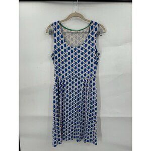 Boden Mini Dress Women 12 Blue Geometric Jersey Sleeveless Artsy Retro Funky